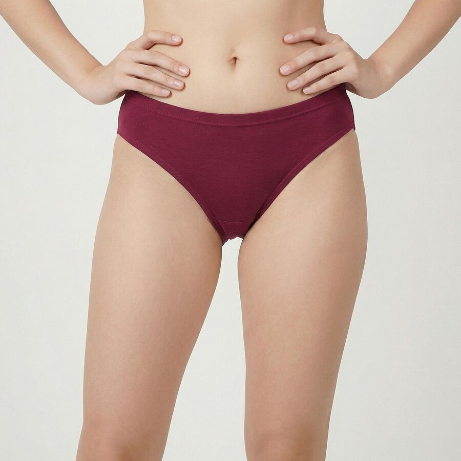 Women's Wine High-Cut Cotton Panty, Wine, large
