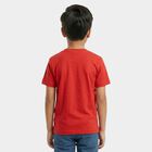 Boys Red Round Neck Casual Half Sleeve T-Shirt, Red, small