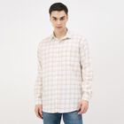Men's Beige Cotton Spread Collar Casual Shirt, गहरा पीला, small