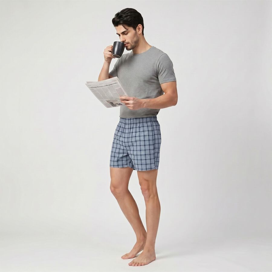 Men's Light Blue Classic Fit Boxers, हल्का नीला, large