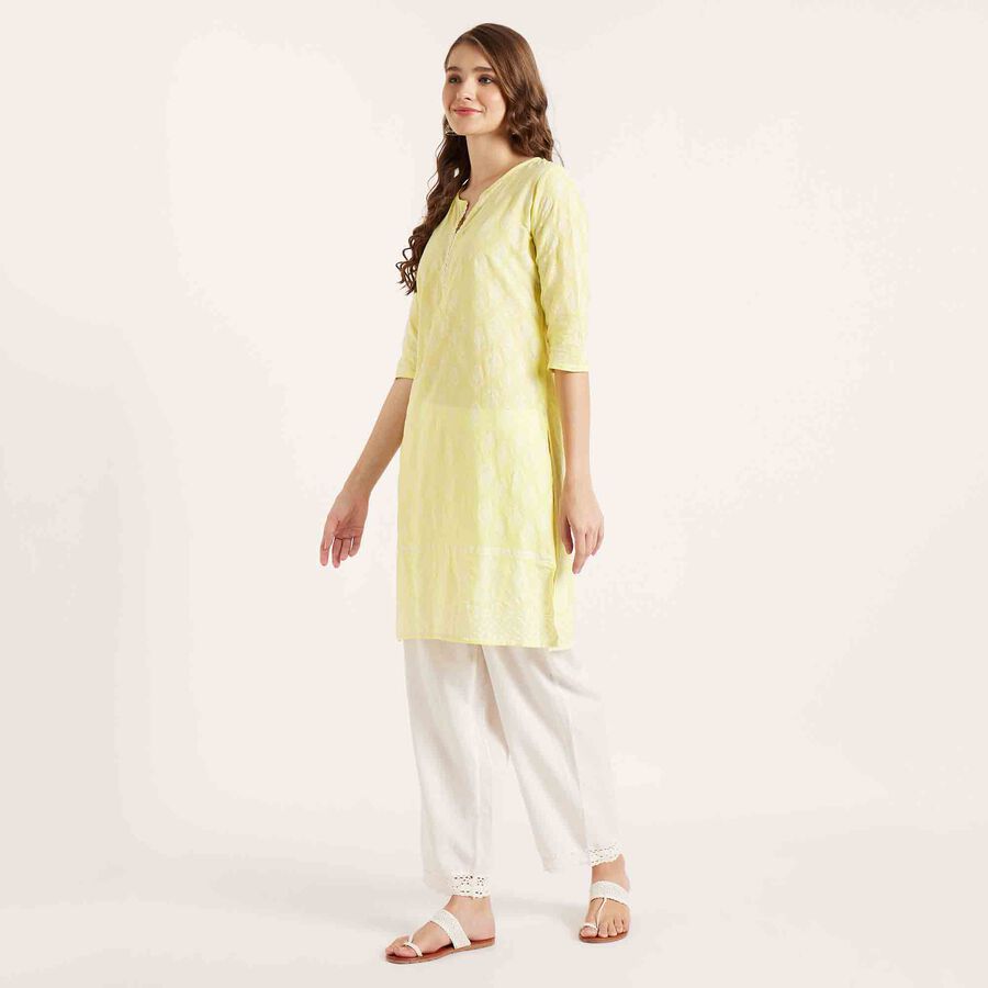 Printed 3/4th Sleeve Kurta, हल्का हरा, large image number null
