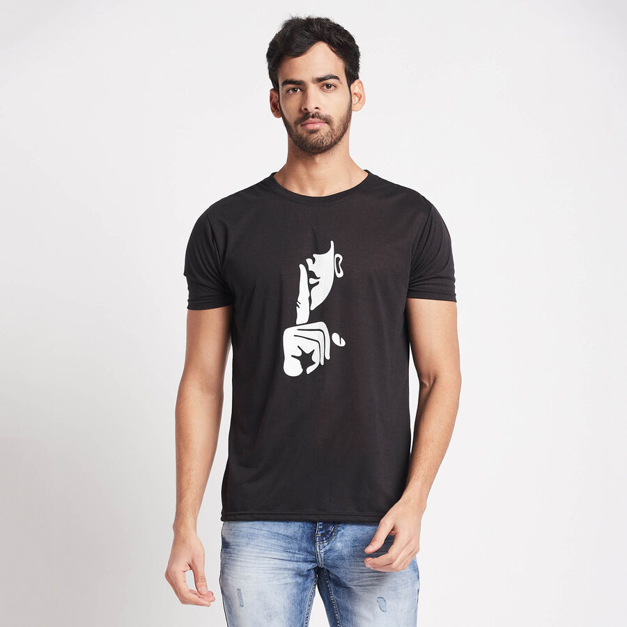 Round Neck T-Shirt, Black, large image number null