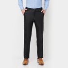 Solid Straight Fit Formal Trousers, Black, small image number null