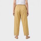 Women's Beige Regular Fit Solid Lace Hem Palazzos, Beige, small