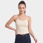 Women's Cream Scoop Neck Camisole Slip, ऑफ व्हाइट, small