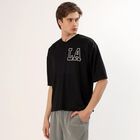 Men's Jet Black Crew Neck Athleisure T-Shirt, Black, small