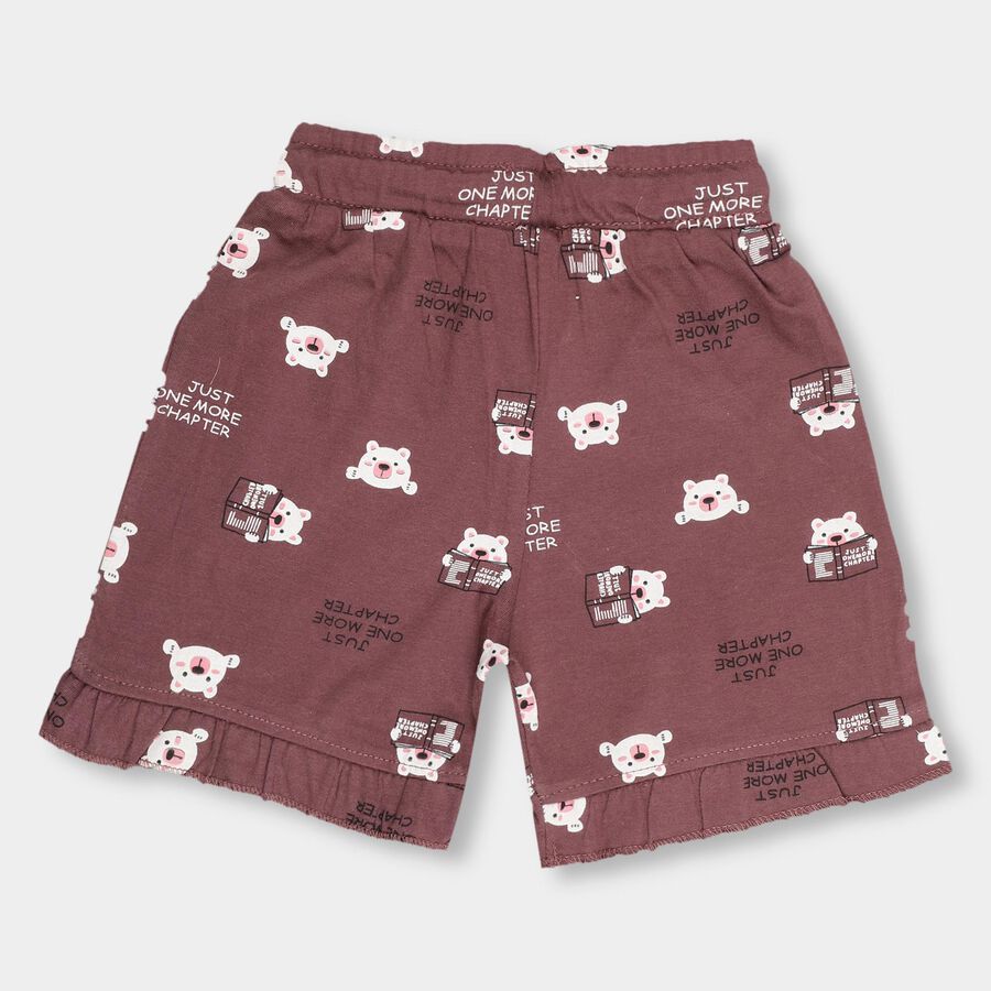 Girls' Maroon Printed Pull-Up Shorts, बैंगनी, large image number null