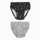 Boys' Black and Grey Cotton Blend Printed Briefs, चारकोल, small image number null