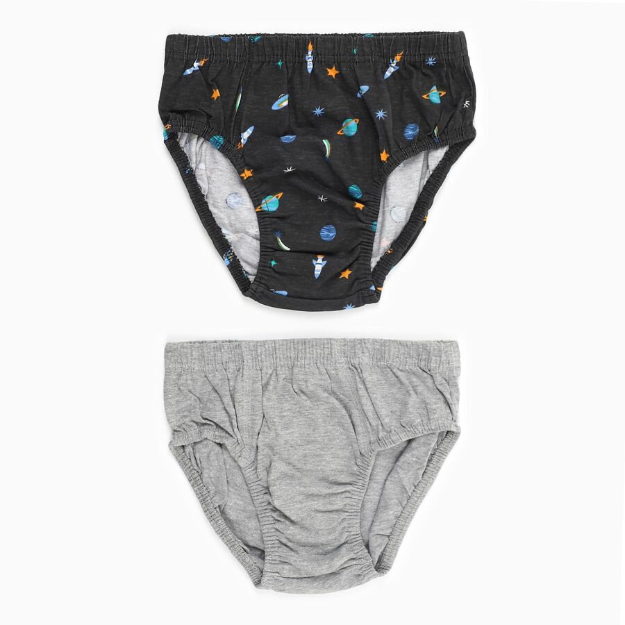 Boys' Black and Grey Cotton Blend Printed Briefs, चारकोल, large image number null