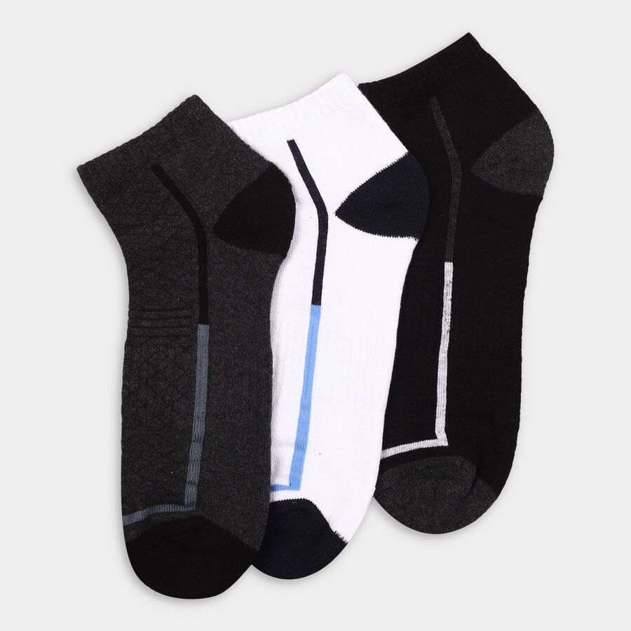 Men's Socks (Pack of 3), काला, large