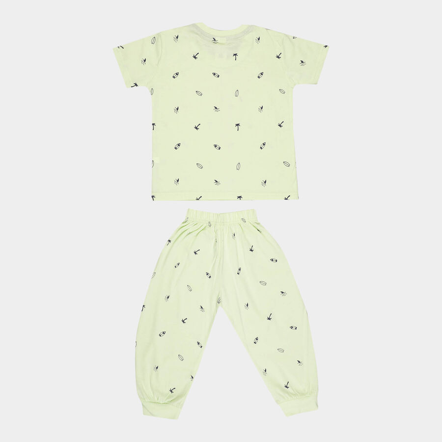 Boys Cotton Night Suit, Light Green, large image number null