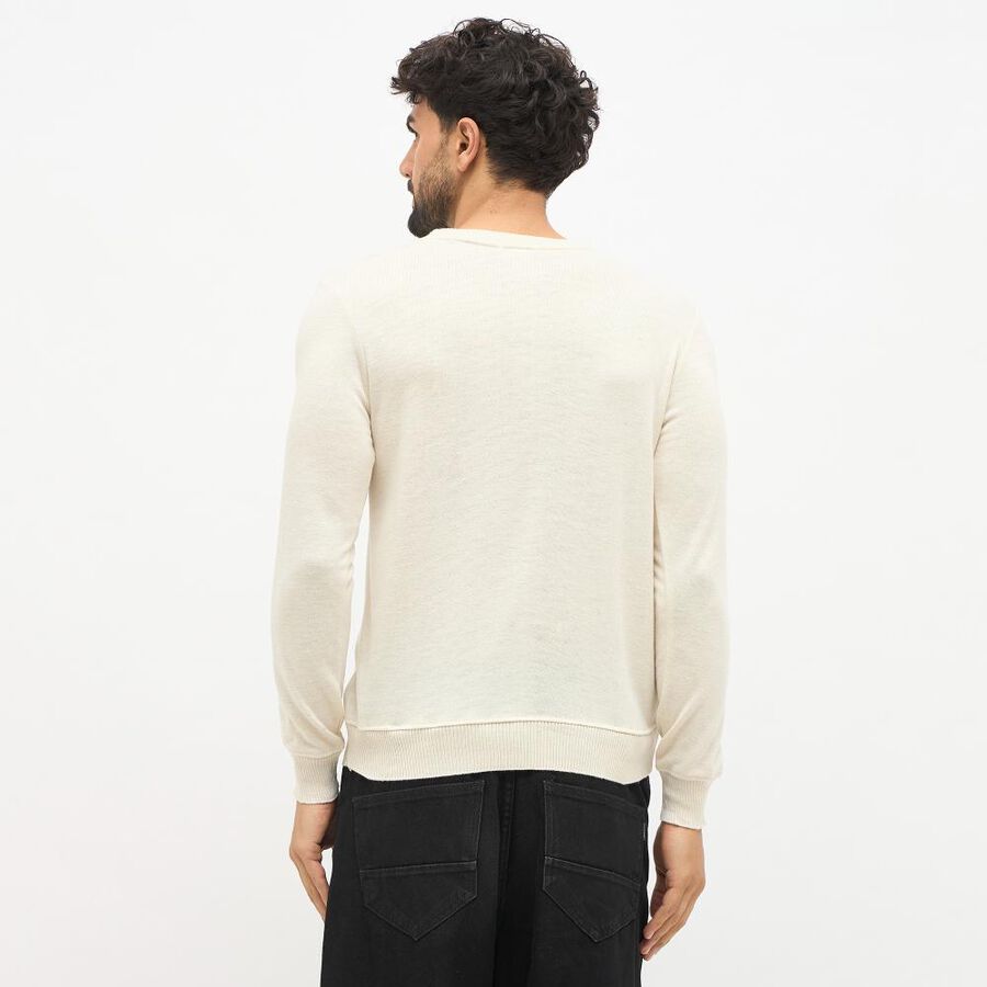 Men's Off-White Crew Neck Casual Pullover, ऑफ व्हाइट, large image number null