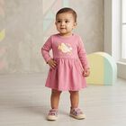 Infants' Purple Fit and Flare Graphic Printed Frock, Purple, small