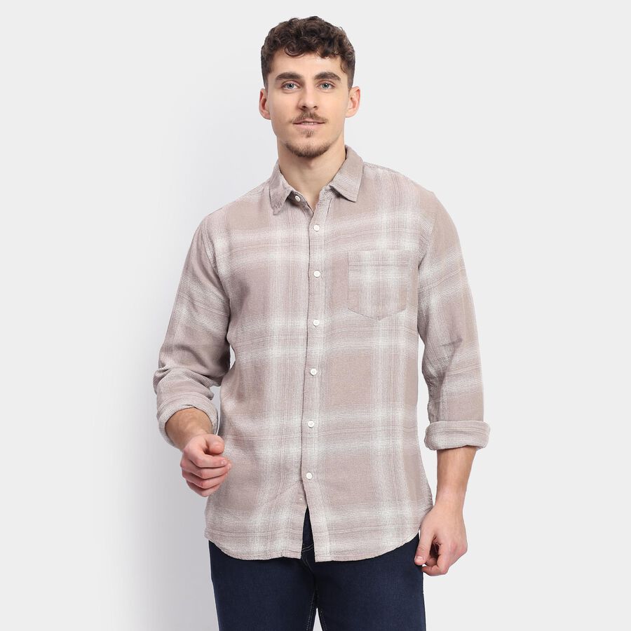 Men's 100% Cotton Casual Shirt , Beige, large image number null