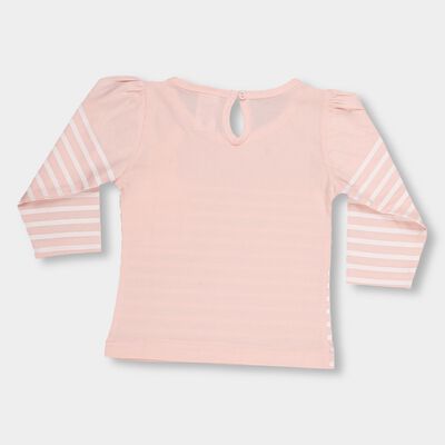 Infants Light Pink Cotton Round Neck Casual T-Shirt