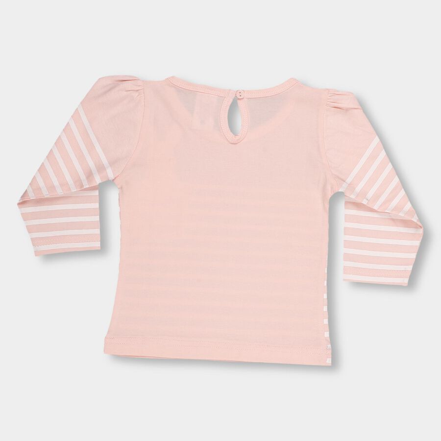 Infants Light Pink Cotton Round Neck Casual T-Shirt, Light Pink, large image number null