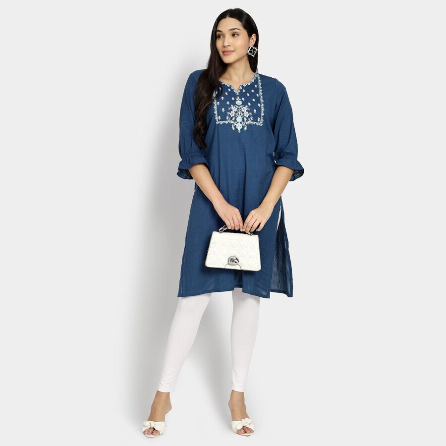 Ladies' Cotton Kurta, Dark Blue, large image number null