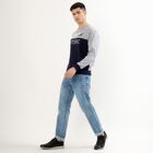 Men's Deep Midnight Navy Blue Crew Neck Casual Sweatshirt, नेवी ब्लू, small image number null