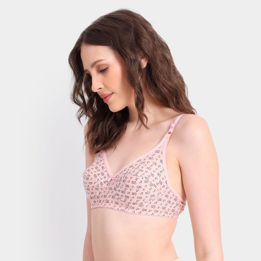 Ladies' 100% Cotton Non-Padded Bra, पीच, large image number null