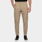 Men's Beige Straight Fit Track Pants, गहरा पीला, small