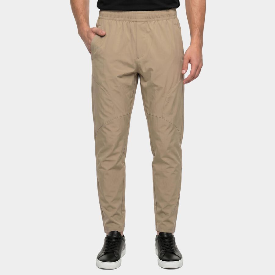 Men's Beige Straight Fit Track Pants, गहरा पीला, large