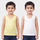 Boys Yellow Cotton Round Neck Vest, Yellow, small