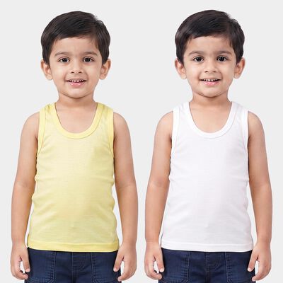 Boys Yellow Cotton Round Neck Vest