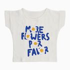 Girls' White Cotton Round Neck Casual T-Shirt, सफ़ेद, small image number null