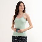 Women's Black Cotton Scoop Neck Minimalist Slip, Light Green, small