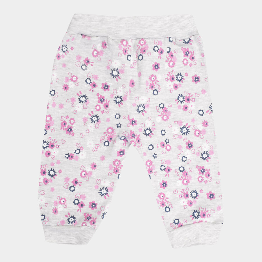 Infants Printed Rib Waist Pyjama, Melange Light Grey, large image number null