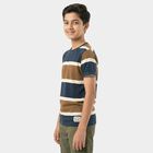 Boys Brown Round Neck Casual T-Shirt, भूरा, small