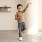 Boys' Beige High Neck Graphic Pullover, Beige, small