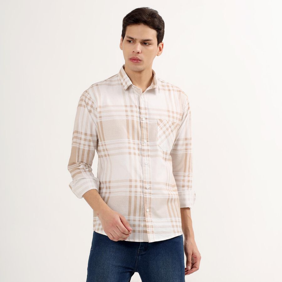 Men's 100% Cotton Regular Collar Casual Shirt , गहरा पीला, large image number null