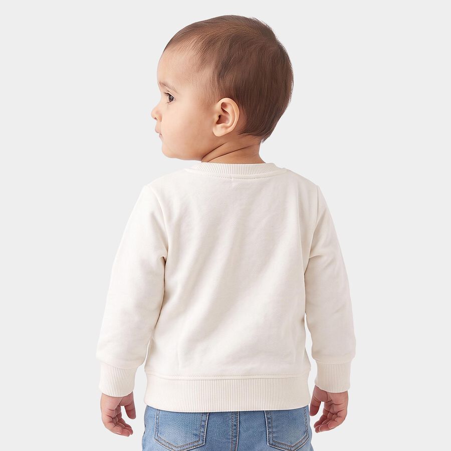 Infants' Cream Crew Neck Pullover Sweatshirt, Off White, large