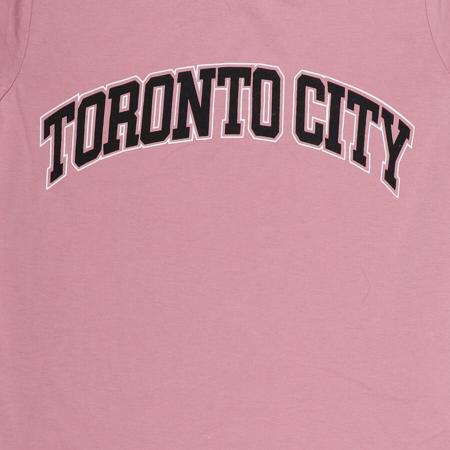 Boys Pink Round Neck Casual Half Sleeve T-Shirt, Pink, large