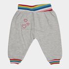 Infants' Grey Regular Fit Heart Print Rainbow Stripe Pyjama, मिश्रित हल्का ग्रे, small