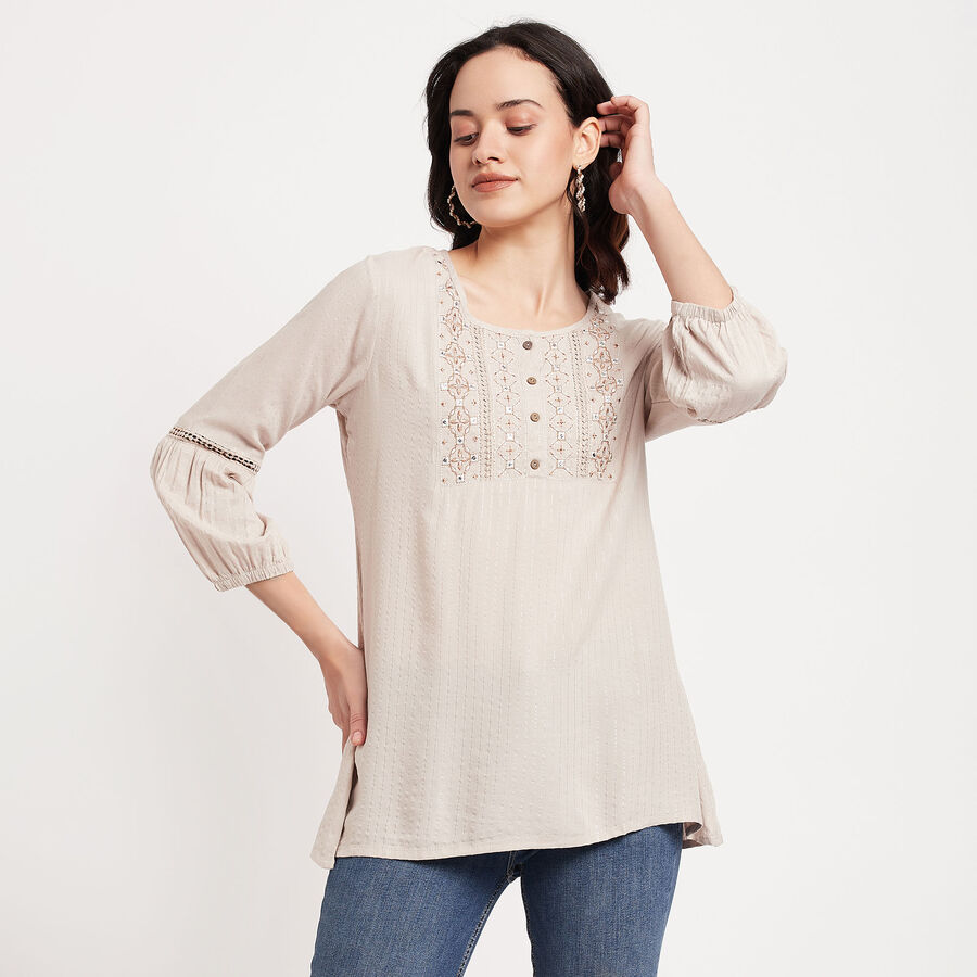 Embroidered Kurti, गहरा पीला, large image number null