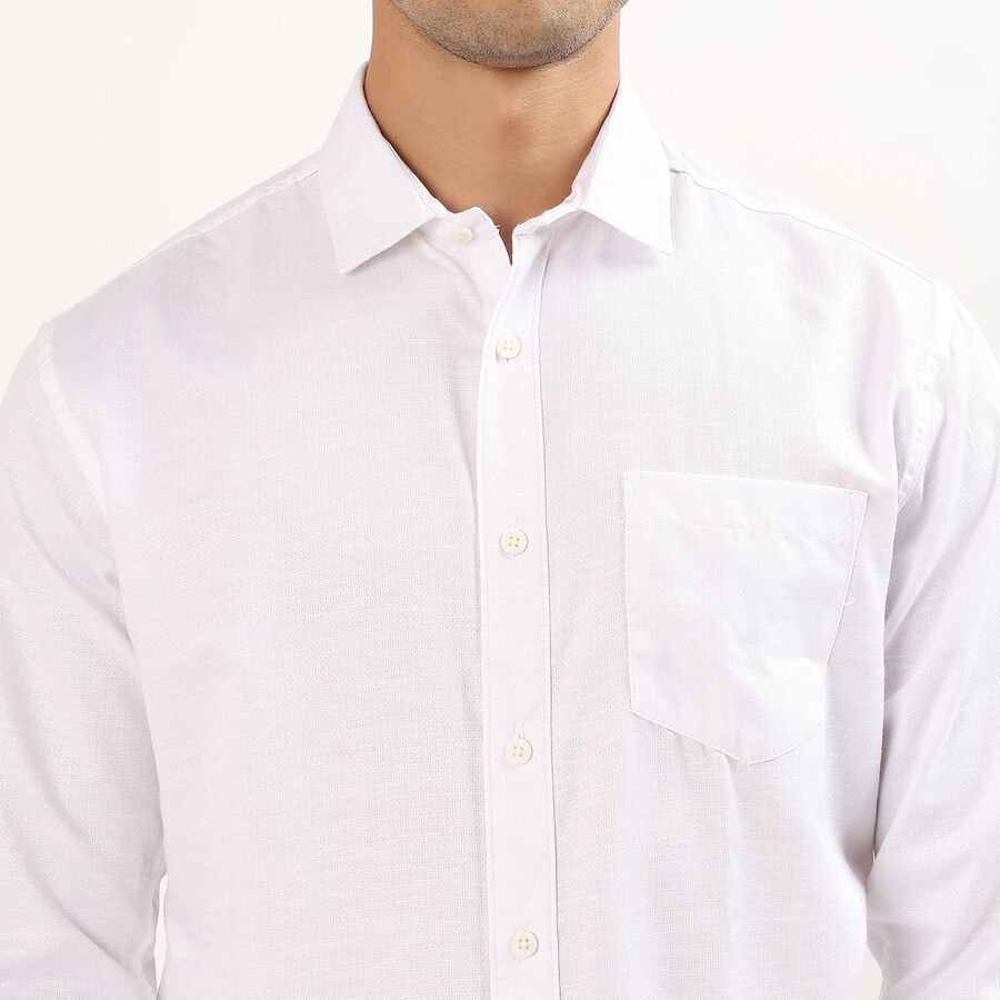 Men's Snow White Spread Collar Casual Shirt, White, large image number null