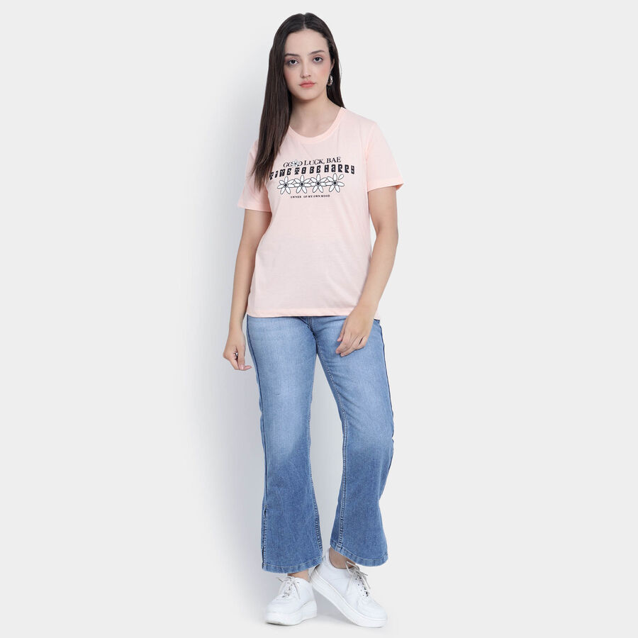 Round Neck T-Shirt, Peach, large image number null