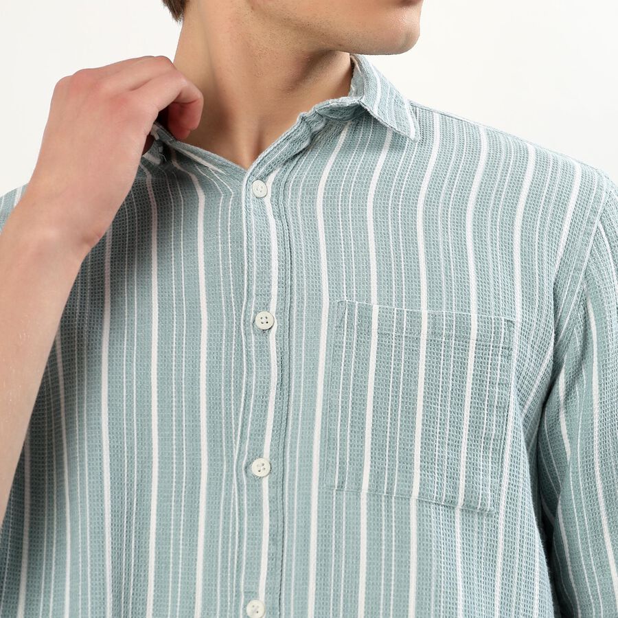 Men's Muted Olive Green Cotton Full Sleeve Classic Casual Shirt, ओलिव, large