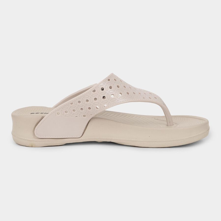 Women's Light Beige Adjustable Strap Casual Slippers, गहरा पीला, large