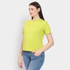 Ladies' 100% Cotton Round Neck T-Shirt, निऑन ग्रीन, small