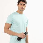 Men's Bright Aqua Crew Neck Slim Fit T-Shirt, एक्वा, small image number null