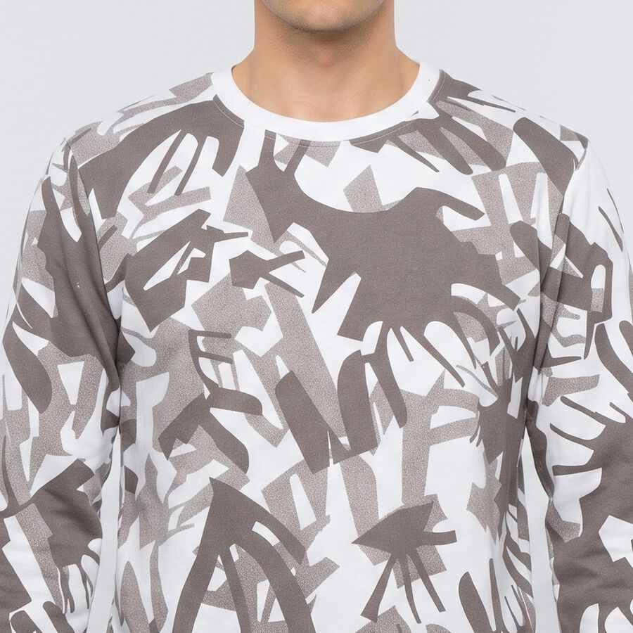Men's Brown-Color Crew Neck Pullover Sweatshirt, Brown, large
