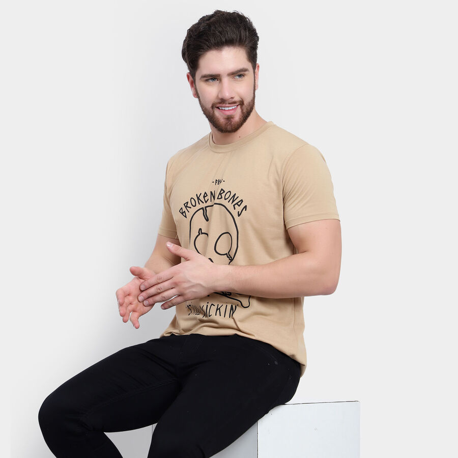 Round Neck T-Shirt, Beige, large image number null
