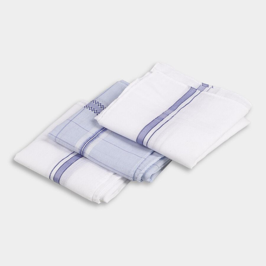 Men's White and Light Blue Handkerchief Classic Hanky, हल्का नीला, large image number null