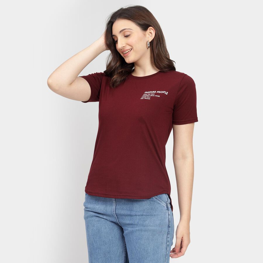 Ladies' Round Neck T-Shirt, Wine, large image number null