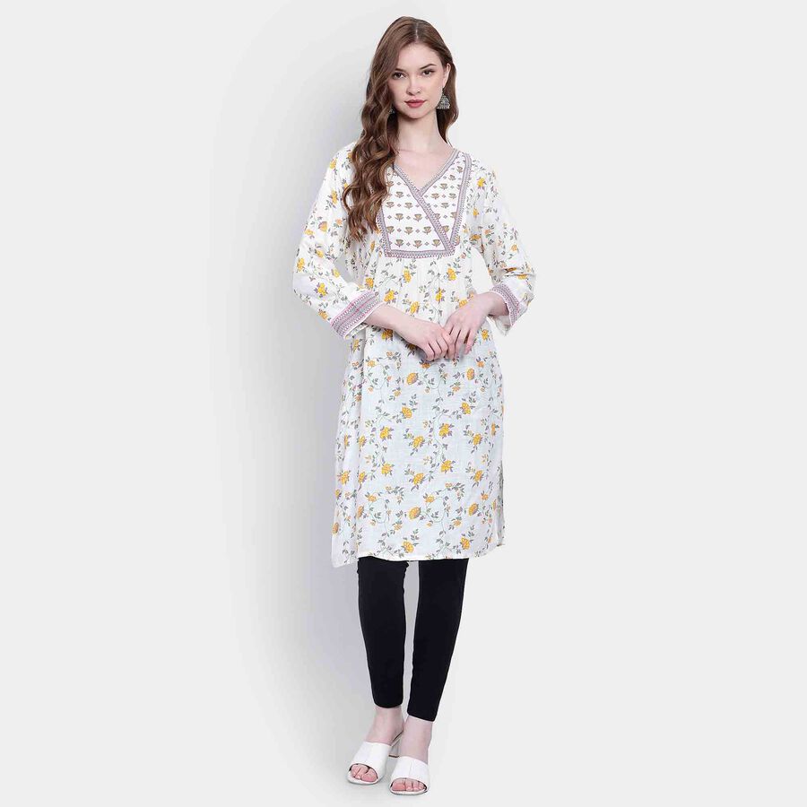 Printed Kurta, Off White, large image number null
