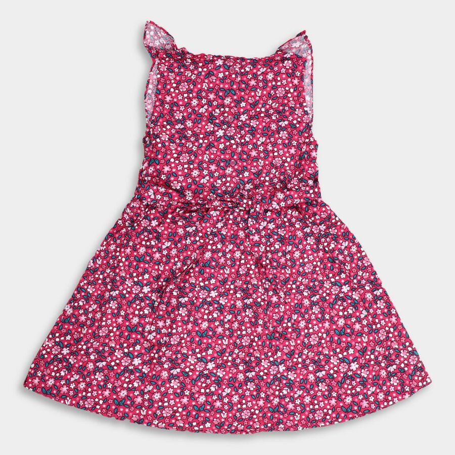 Girls' Cotton Frock, रानी (फ्यूशिया), large image number null