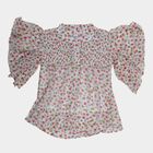 Girls' Off-White Round Neck Graphic Printed T-Shirt, Off White, small